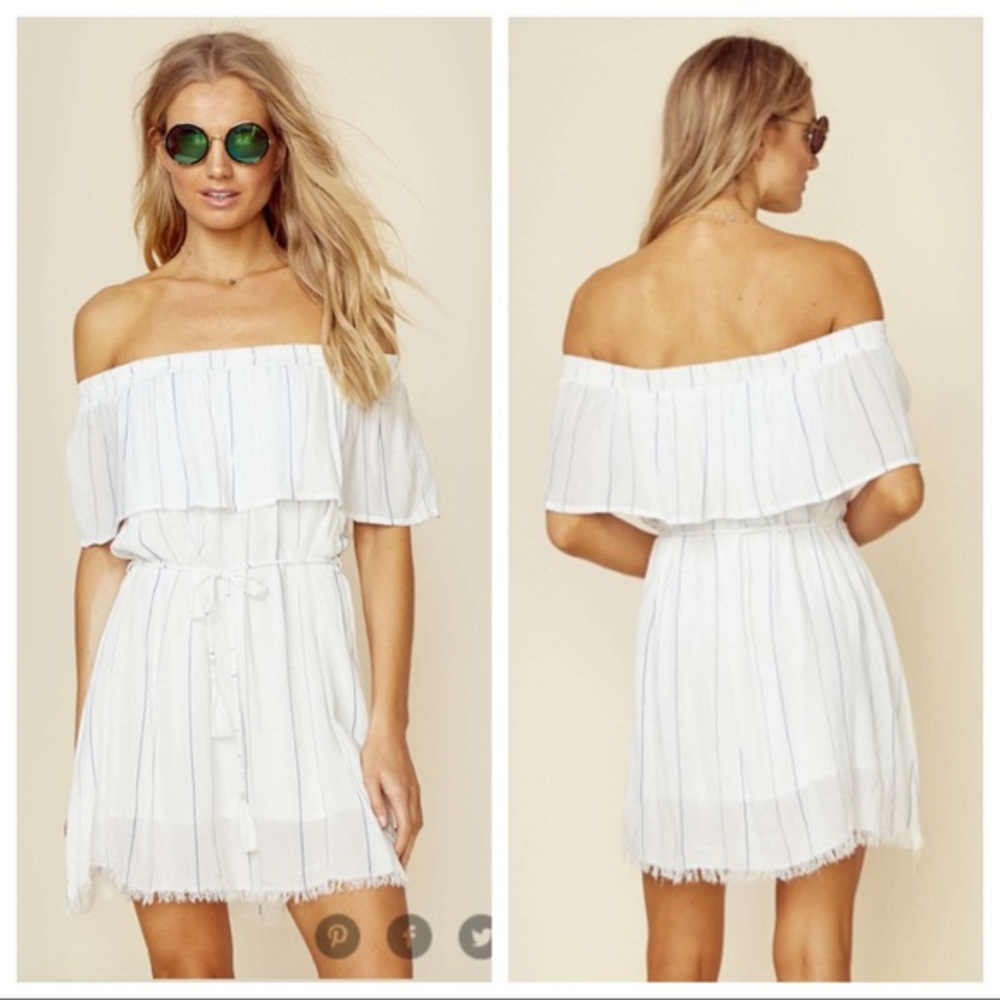 Faithfull the brand Alma off shoulder stripe dress